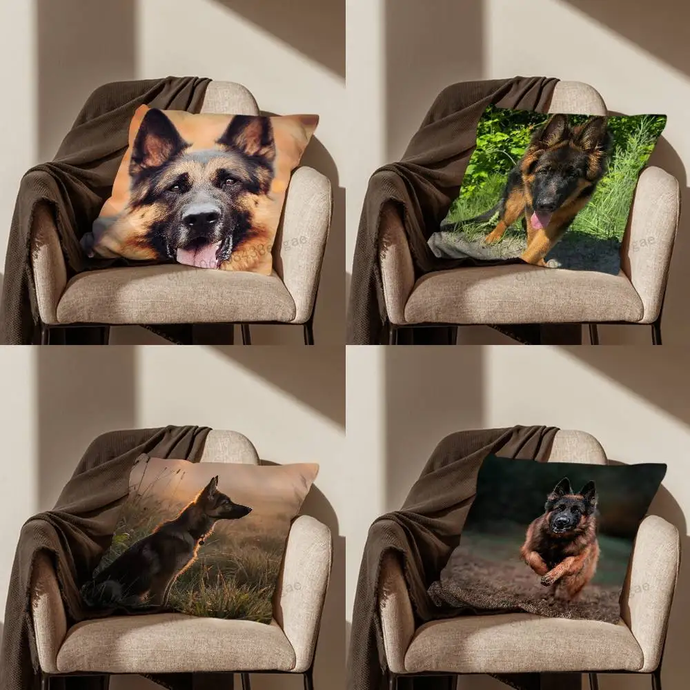 

Cool German Shepherd Dog Pillow Case Living Room Sofa Cushion Cover Suitable For Home Bedroom Decoration And Protector
