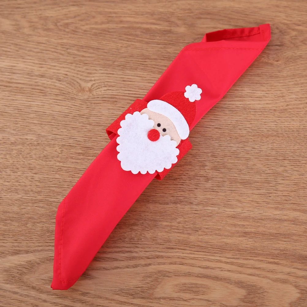 

4Pcs Santa Napkin Ring Non-Woven Napkin Buckle Holder Christmas Dinner Banquet Party Decoration Buckle Holder