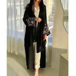 Abayas Kaftan Women Long Dresses Embroidery Cardigan Robe Ramadan Morocco Open Abaya Dubai Islam Eid Muslim Vestidos Jalabiya