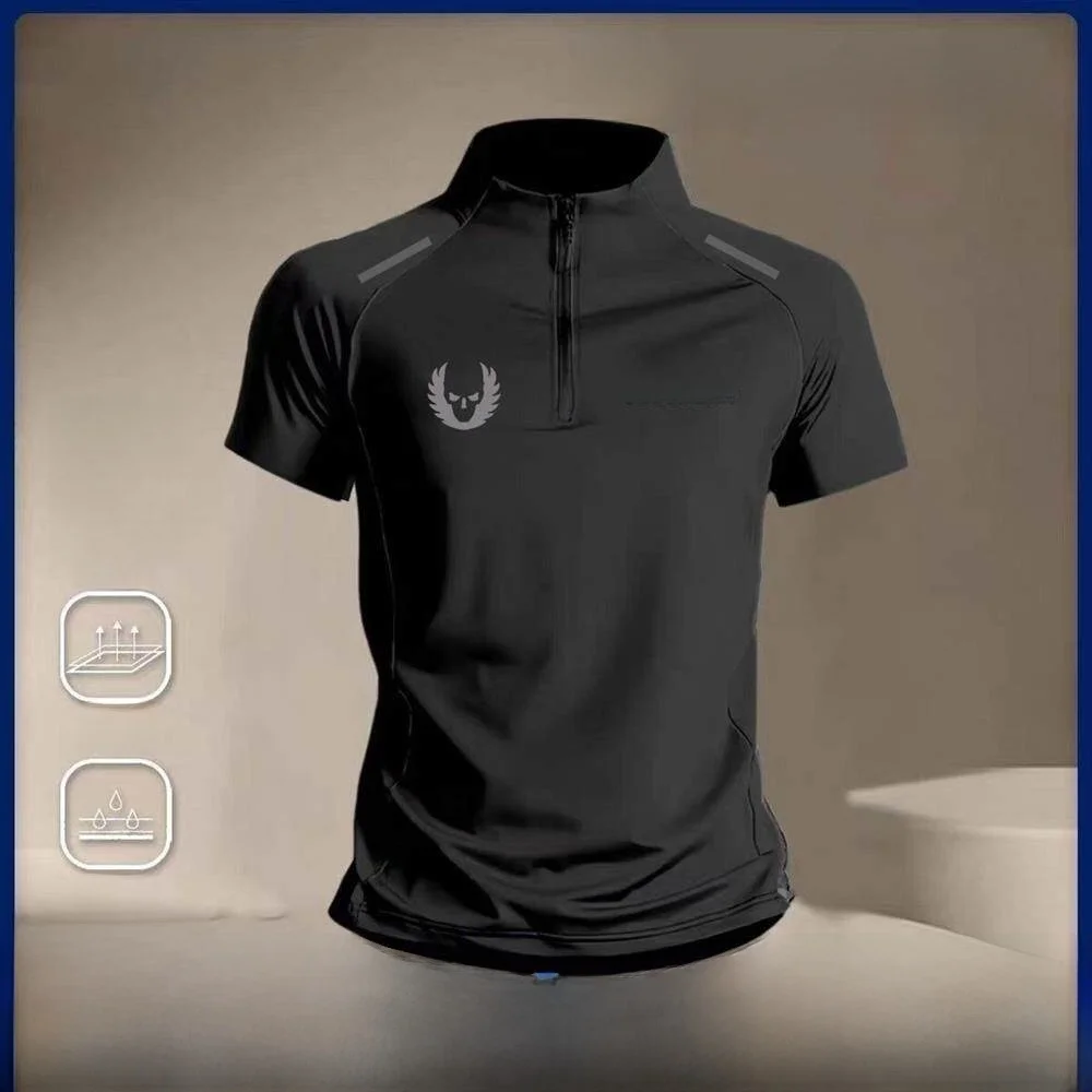 Men's Outdoor Quick Dry Sports T-shirt Breathable Sweat Absorbent Running Climbing Equipment Clothing Summer Training Suit