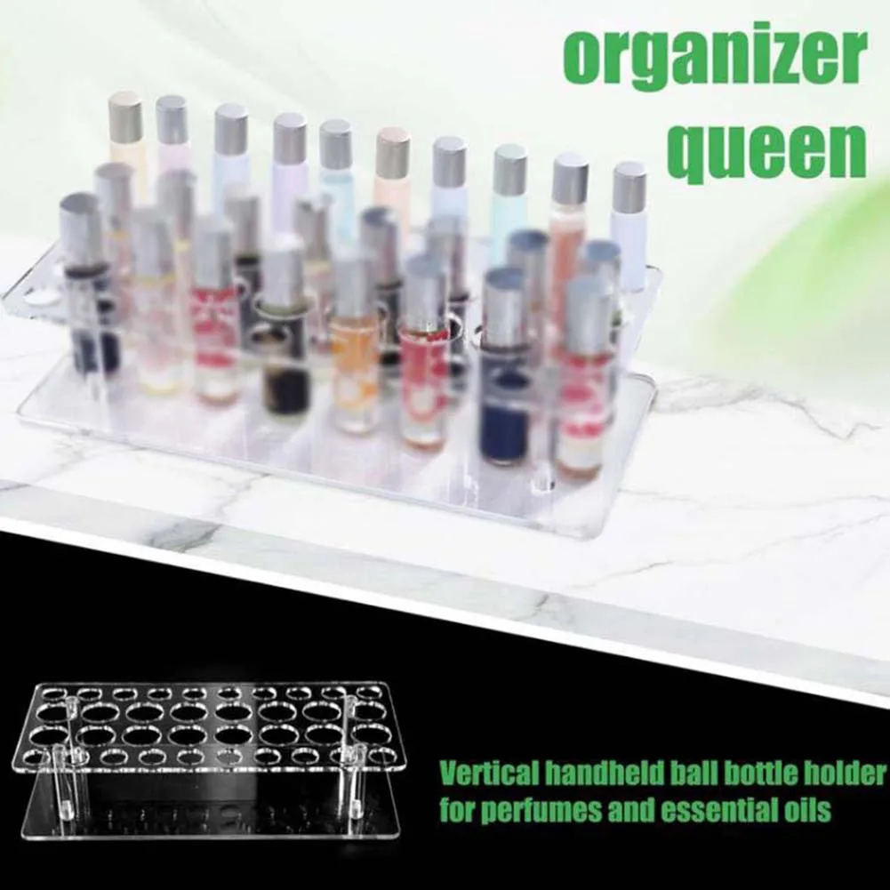 Rollerball Perfume Storage Solution Beauty Accessories 28*11.7*3cm Rollerball Organizer Rounded Edges Transparent Finish