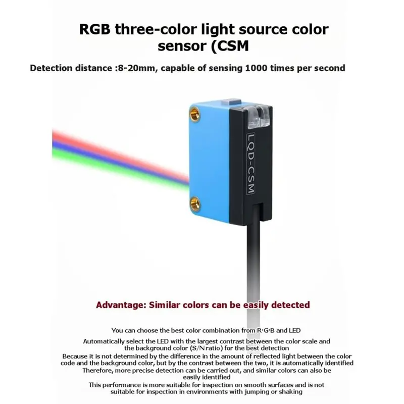 [NEW!A25P】 Color Mark Code Sensor RGB Color Photoelectric Sensor Automation Industries Painting Packing Machine