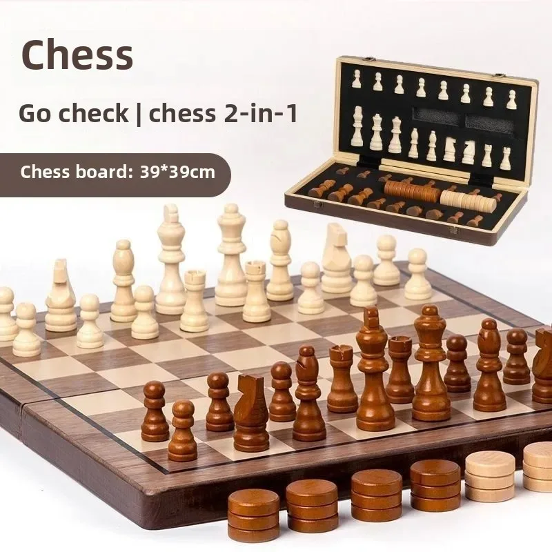 

Chess Wood Solid Wood Magnetic Portable High-end Chessboard Game Set Folding Chess Pieces Chess Set Home Decor Desk Accessories