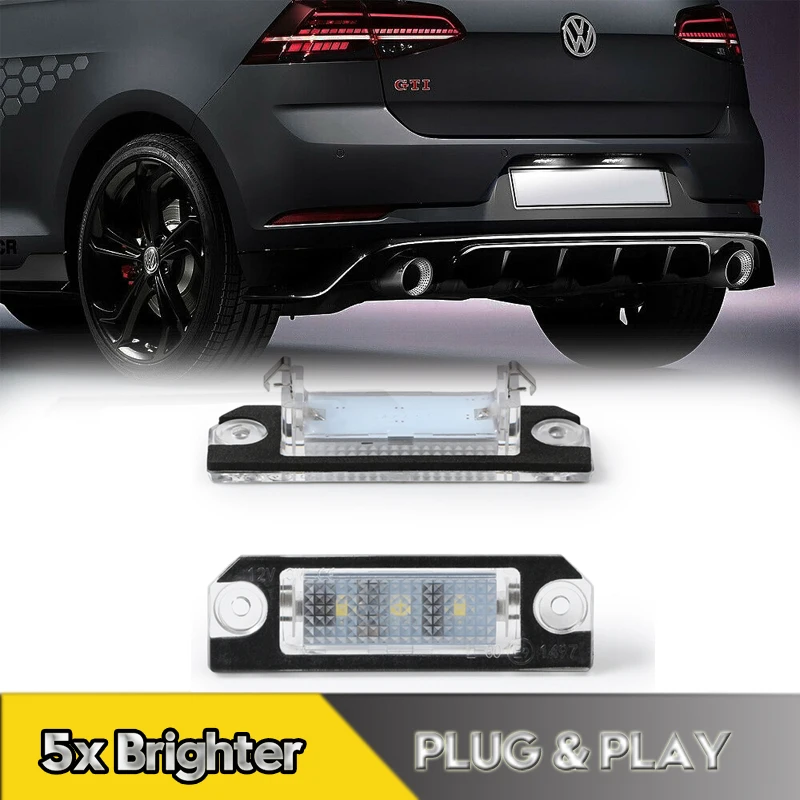 

2Pcs LED License Number Plate Lights Lamps For Volkswagen VW Golf 4 5 Lupo Polo 9N Passat 3C B6 Limousine 3smd Canbus White