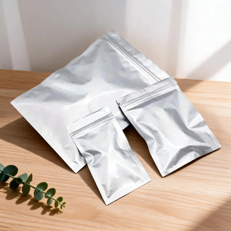 50 Stück Reine Aluminiumfolie Ziplock-Beutel in Verschiedenen Größen, Wiederverschließbare Mylar-Beutel für Lebensmittelaufbewahrung, Küchen-Verpackungsbeutel