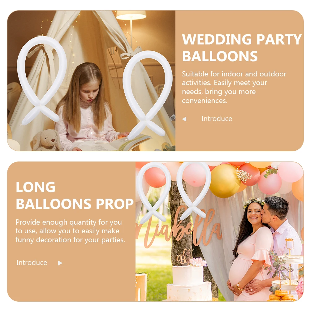 

200 Pcs Long Party Decoration Props Balloons Modeling Emulsion Latex Large