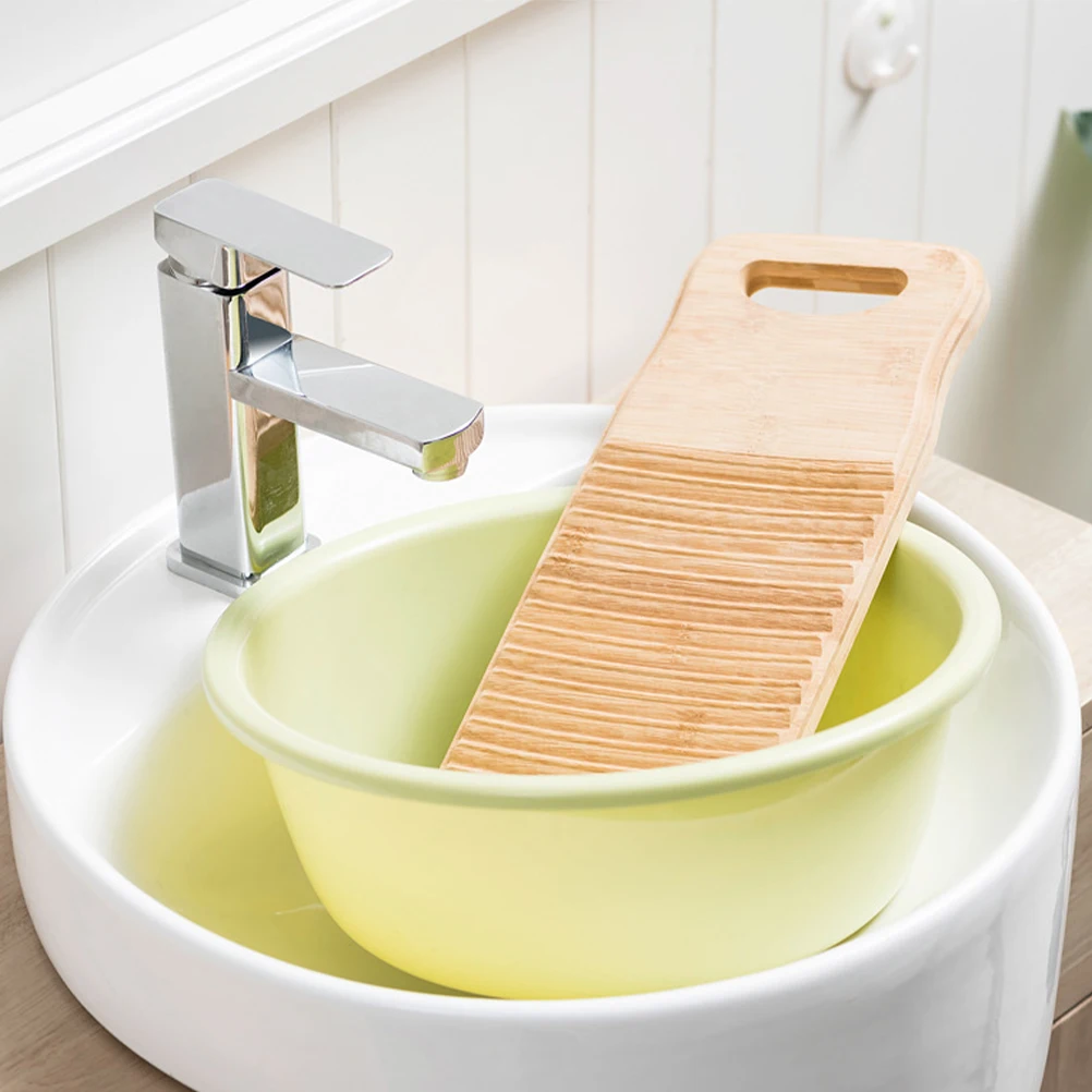 

Scrubber Bamboo Washboard for Laundry Antislip Adults Decorate Scrubbing Washing Clothes Washboards Travel