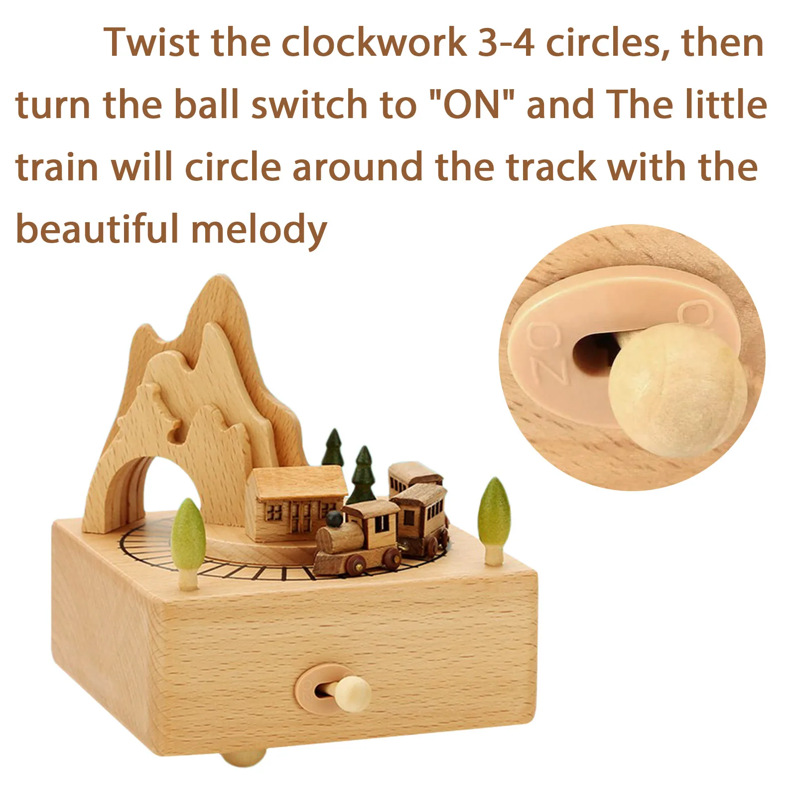 revolving music box small train theme ♫Here Comes The Sun ♫ For Friends Children Christmas Birthday Gifts