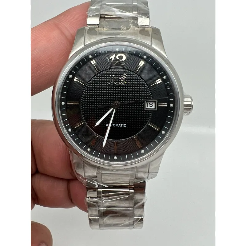 Men's Large Black Dial Watch, Fully Automatic Single Calendar Mechanical Watch