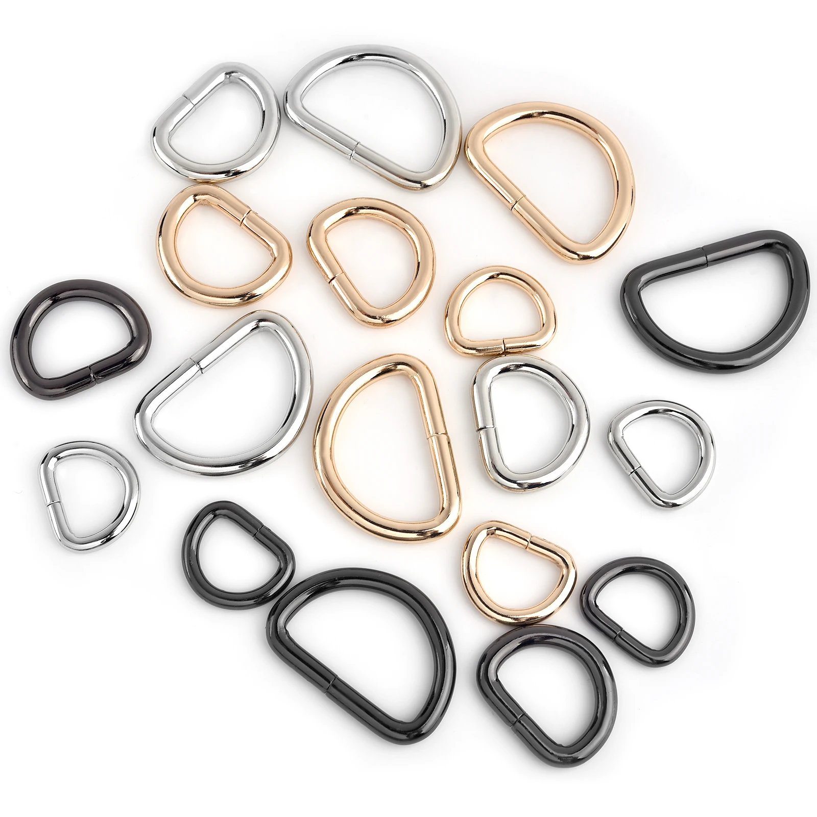 10pcs/Bag Metal D Ring Heavy Duty Strong Webbing D-Shaped Buckle For Bag Strap Backpack Belt Purse DIY Accessories 15/20/32mm