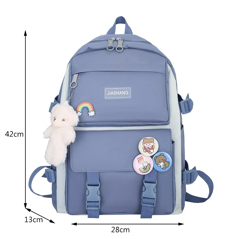 4pcs/Sets Canvas School Bags For Teenage Girls Kawaii Women Backpack College Student Laptop Backpack Rucksack SchoolBags