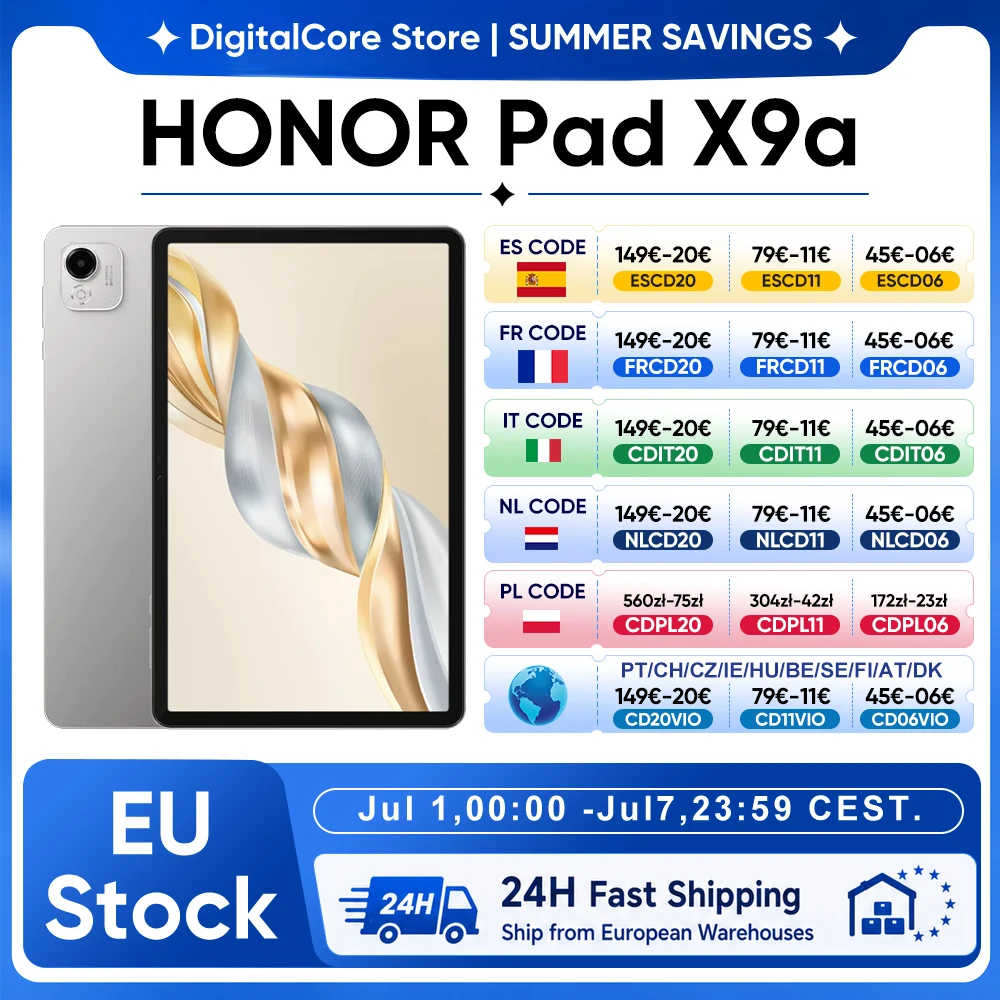 HONOR Pad X9a, Pantalla LCD de 11.5 Pulgadas, Frecuencia de Actualización de 120 Hz, 1.07 Billones de Colores, Brillo de 400 nit, Snapdragon 685 WIFI Octa-Core, 8300 mAh