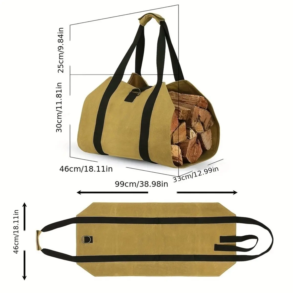 Firewood Carrier Bag, Log Tote with Handles for Fireplace & Wood Stove, Portable Log Carrier for Easy Transport, 1PC A