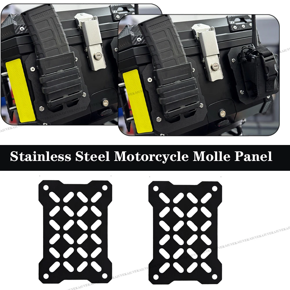 

Motorcycle Molle Panel For Trunk Storage Stainless Steel Waterproof Tactical Universal Side Box Organizer Modular Storage