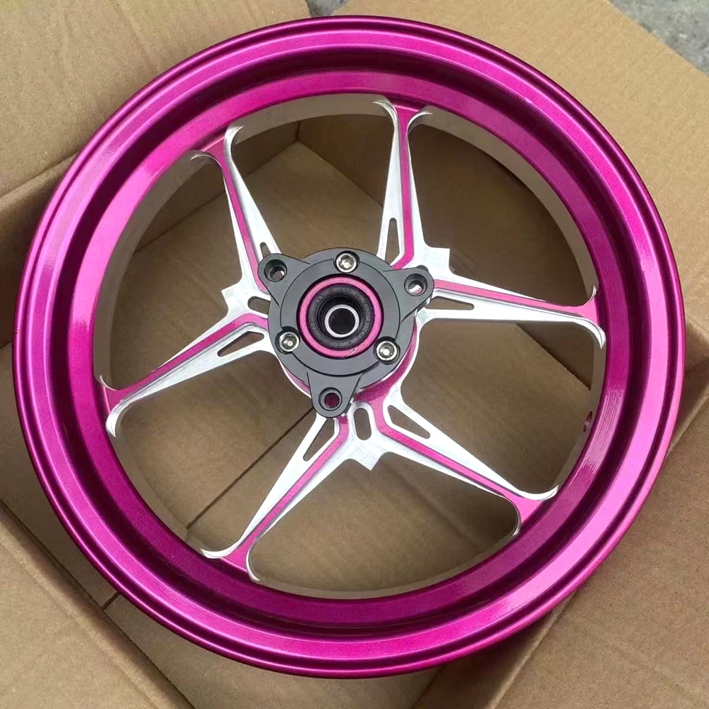10 بوصة مزورة سبائك الألومنيوم محور عجلات الحافة الأمامية للسكوتر RSZ JOG FORCE Niu UQI U1 U + M + العجلات الأمامية العالمي تعديل
