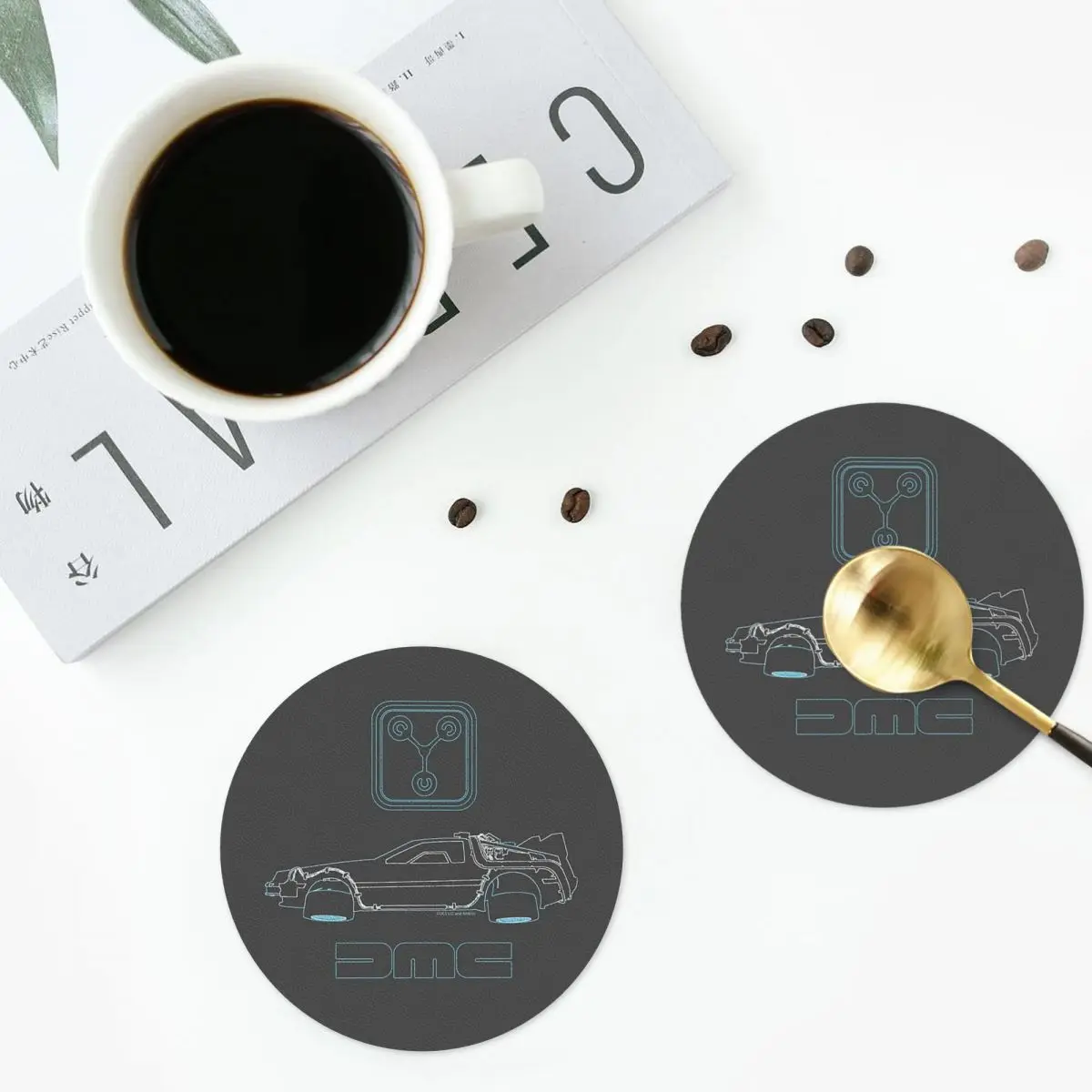 Delorean And Flux Capacitor Back To The Future Coasters Kitchen Placemats Insulation Cup Coffee Mats Tableware Pads Set of 4