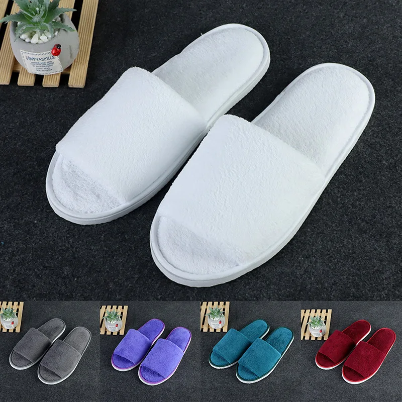 Warm Disposable Slippers Non-slip Solid Color Slippers Breathable Slippers For Home Hotel Winter Women Shoes Wedding Shoes