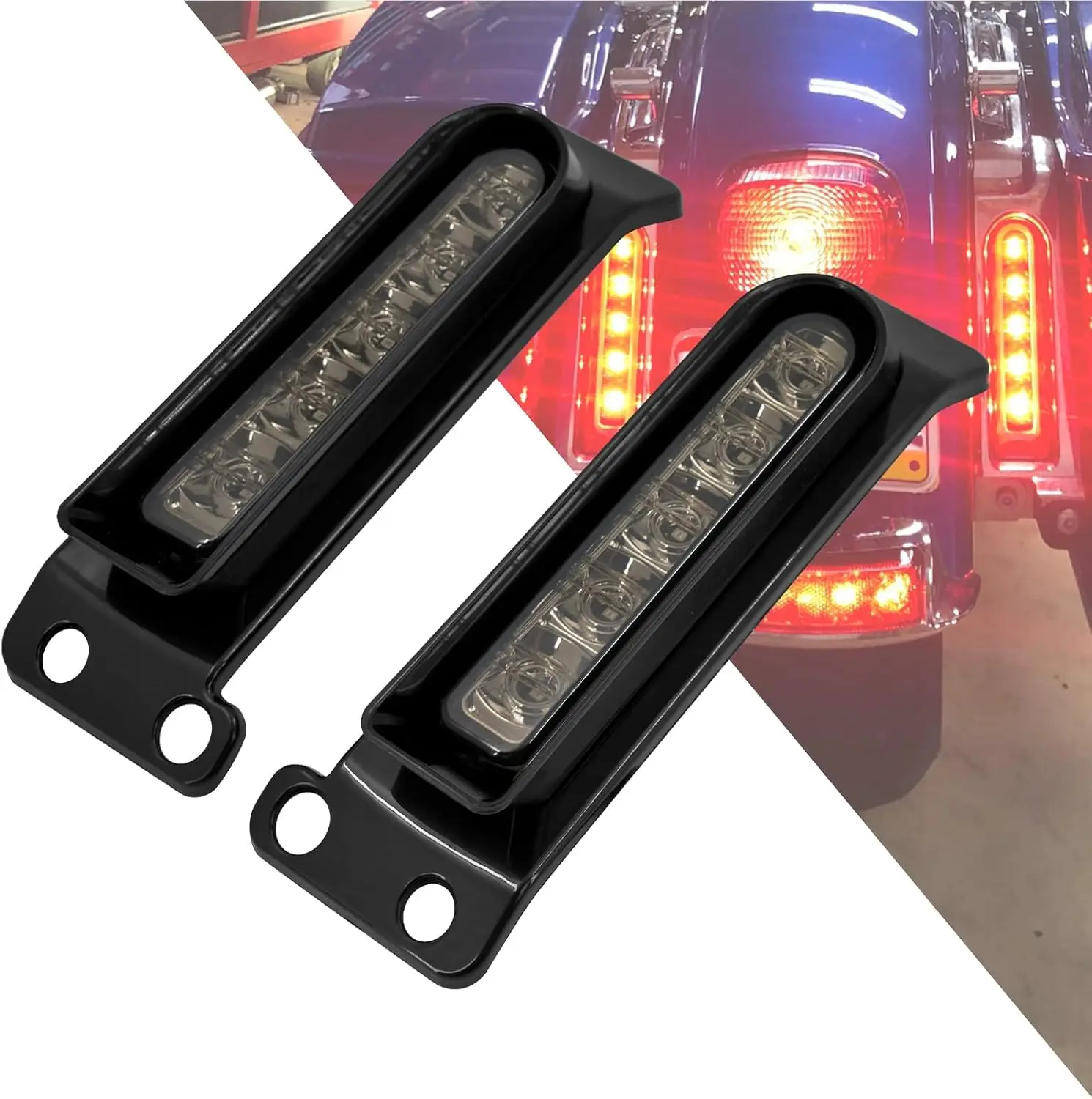 

LED Saddlebag Support Inserts, Fender Light Filler Panel for Harley Electra Glide Road King 2014-2024, Black Housing Smoke Lens