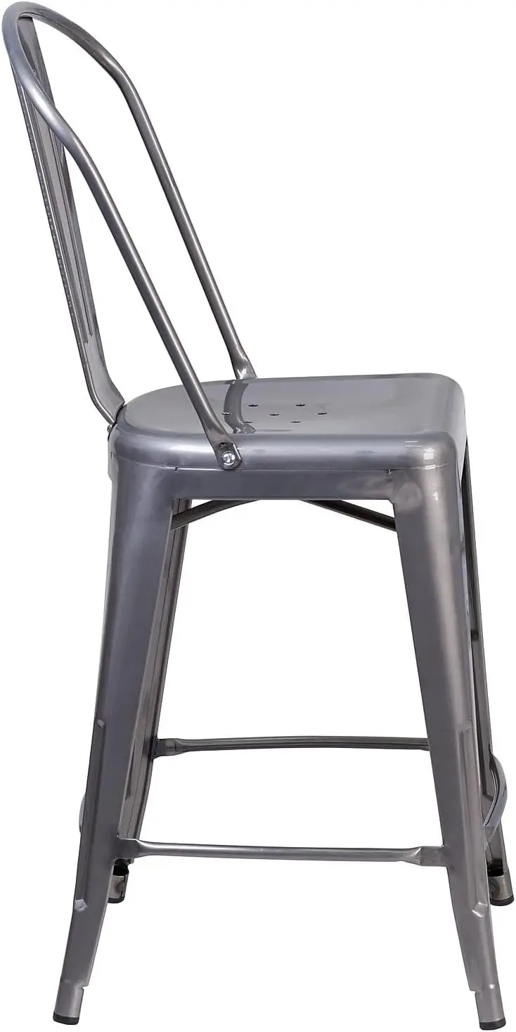 Lincoln 24'' High Clear Coated Indoor Counter Height Stool With Back