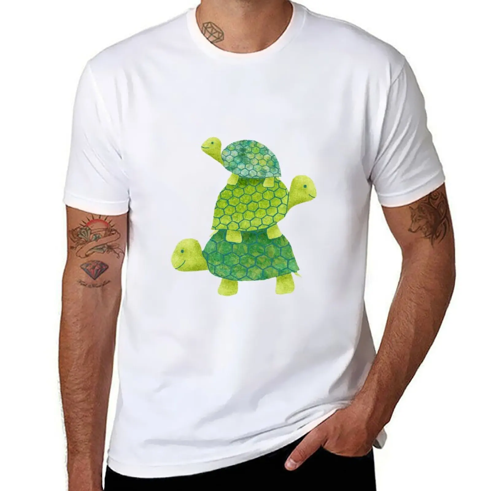 

Cute Turtle Stack in Teal, Lime Green and Turquoise T-Shirt man t shirt designer man t shirt heavy cotton T-Shirt