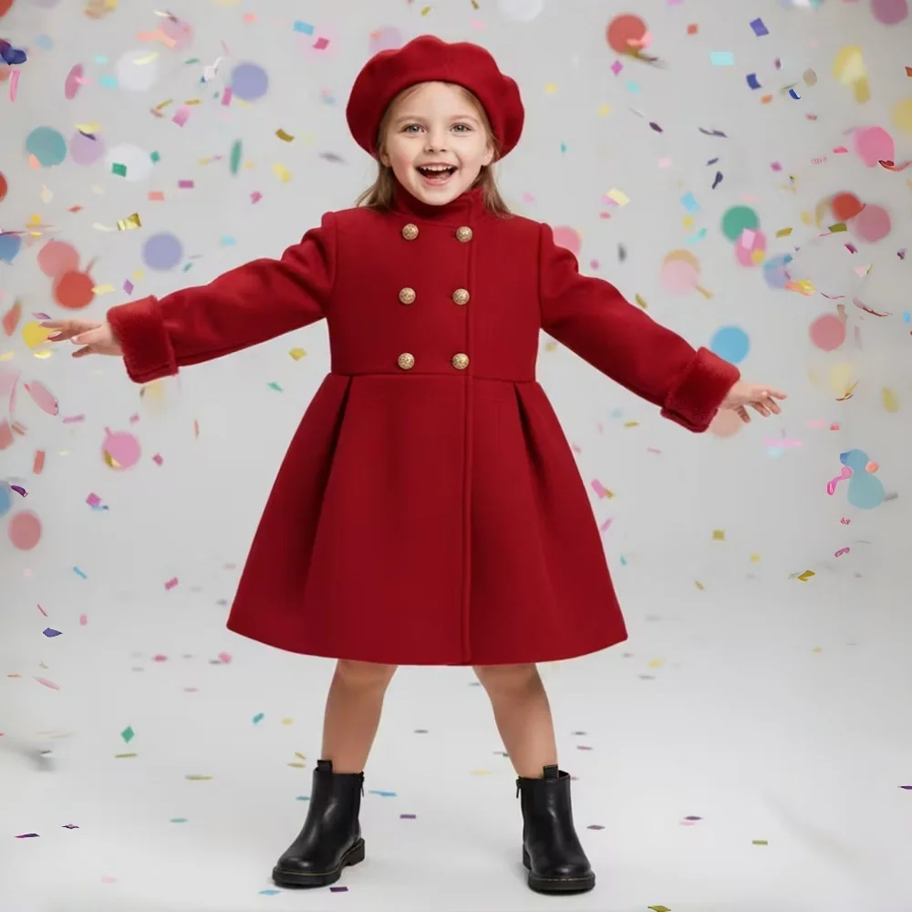 girls'-red-fleece-korean-coat-set-with-beret-winter-fall-jacket-long-sleeves-youngsters-warm-princess-outfit-girls-clothing