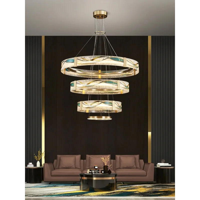 

2025 Modern New Style Brown Glass Ceiling Chandelier Home Decor Enamel Glass Lustres LED Lamparas Casa Lampe for Living Room