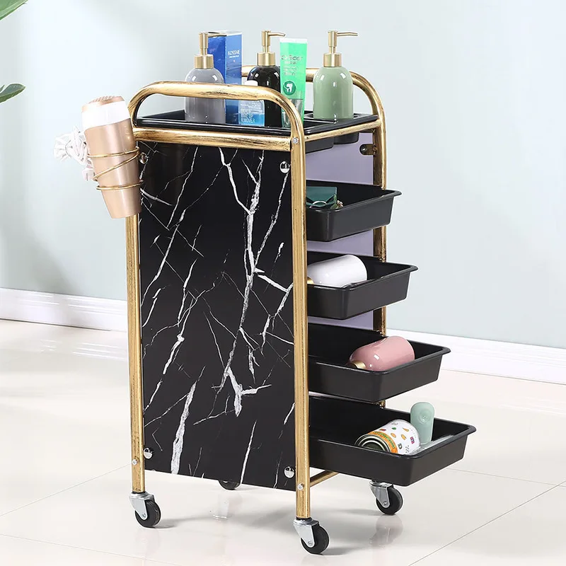 

Modern Detachable Spa Hairdressing Trolley Universal Wheels Gold Salon Assistant Hairdresser's Tangle-Free Hair Made Metal