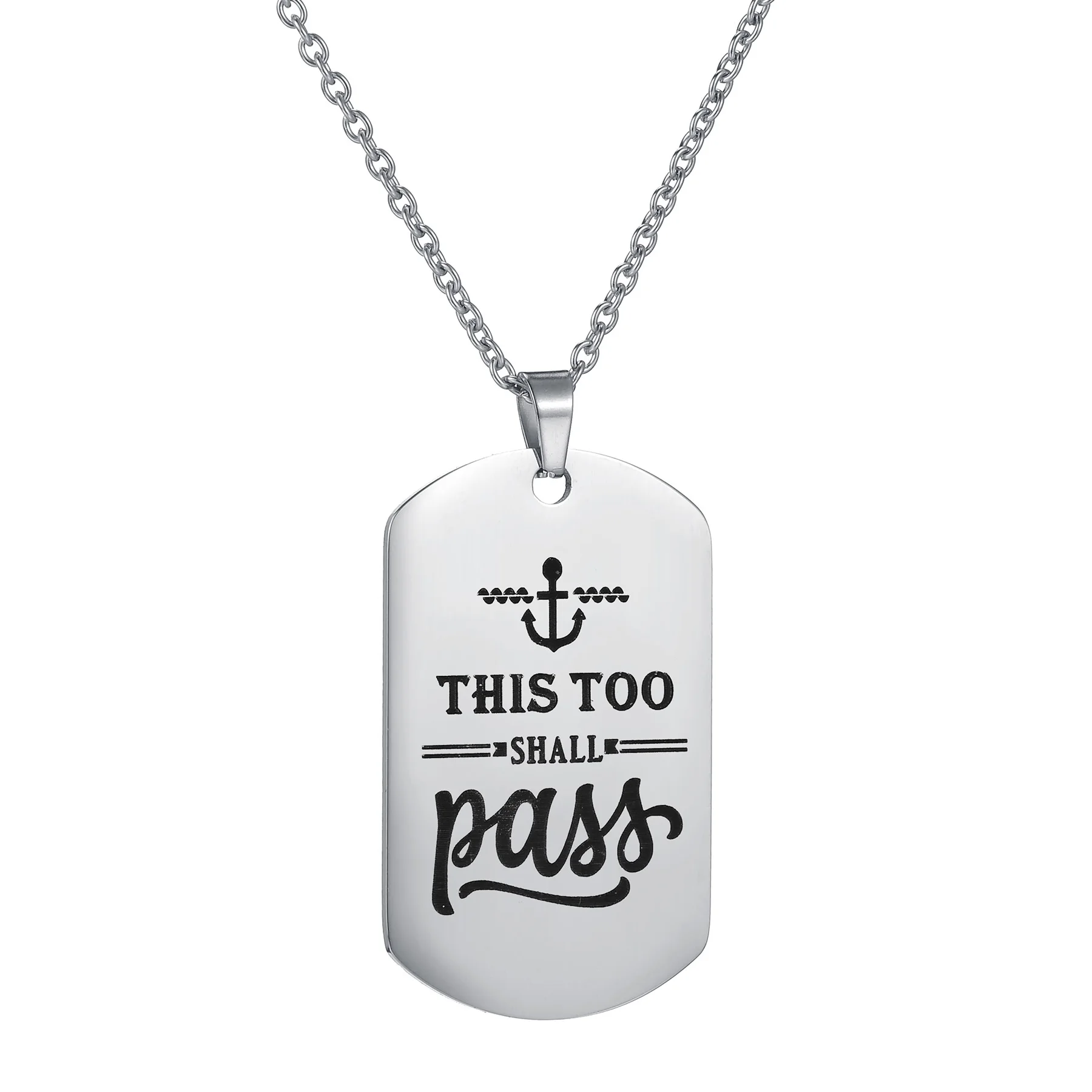 MeMolissa New Fashion Stainless Steel Dog Tag Pendant Necklace For Women Men Punk Metal Color Letters Army Tag Necklace Jewelry view 3