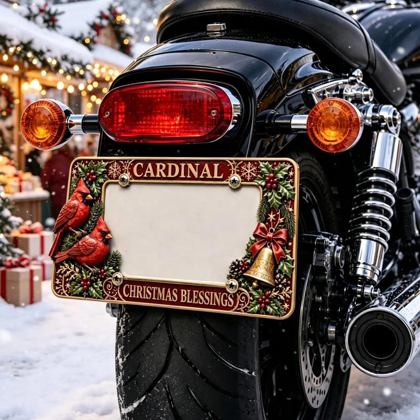 Motorcycle Plate Frame Metal Christmas Motorbike Tag Supplies Motorbike Tag Cover Holder For Riders Collectors Modifiers Women 3