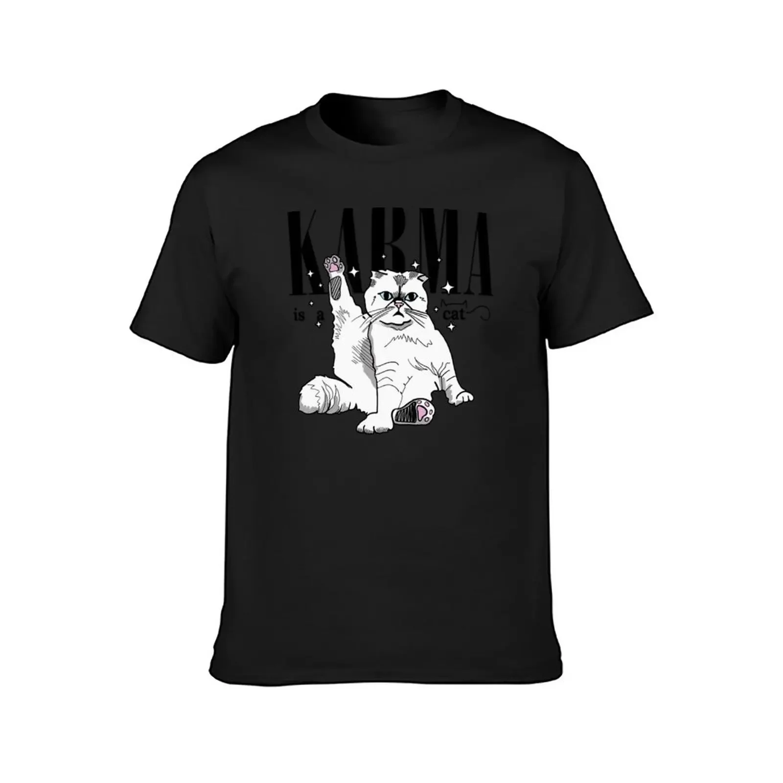 Karma is a cat purring in my lap cause it loves me Sticker T-Shirt man t shirt boys animal print mens big and tall t shirts