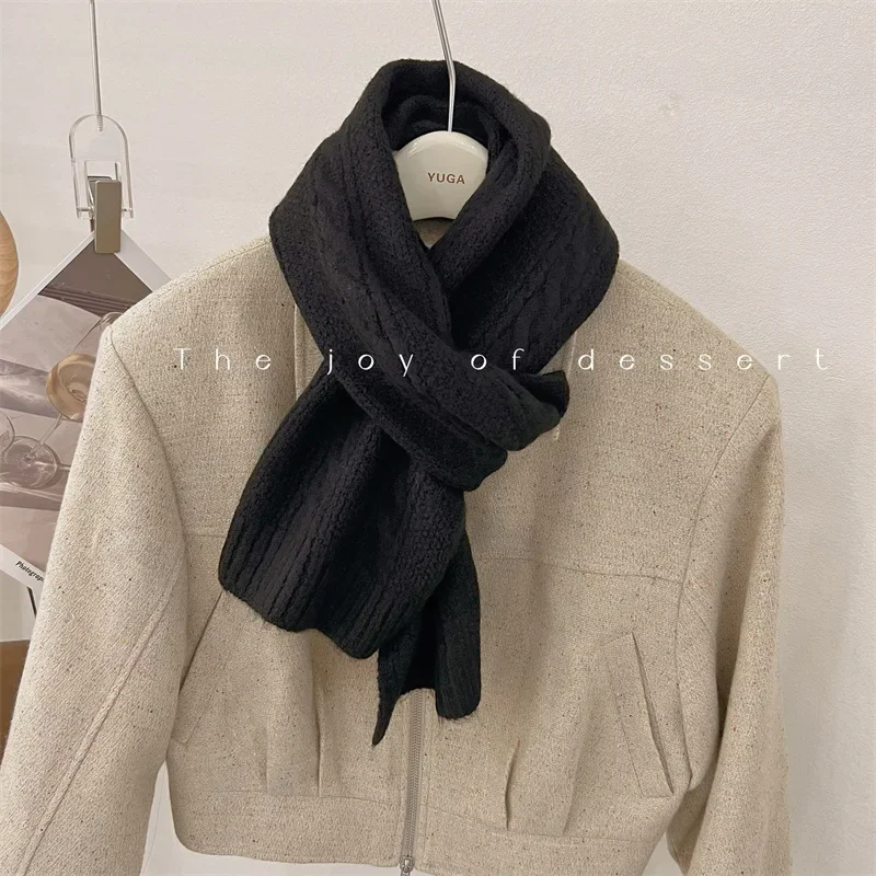 Chic Simple Classic Knitted Wool Scarf Men Korean Style Autumn Winter Soft Wool Blend Muffler Male Thermal Shawl Women