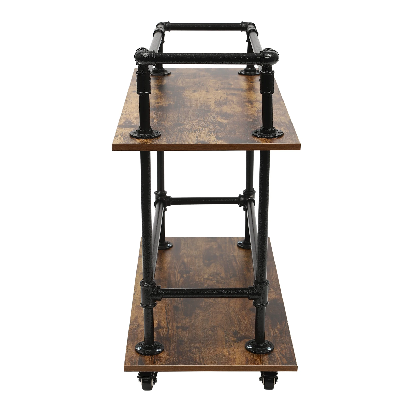 Troli Bar Industrial Vintage Beroda dengan 3 Rak, Troli Sajian Retro 33x15.7 Inci, untuk Penyimpanan Wine & Dapur