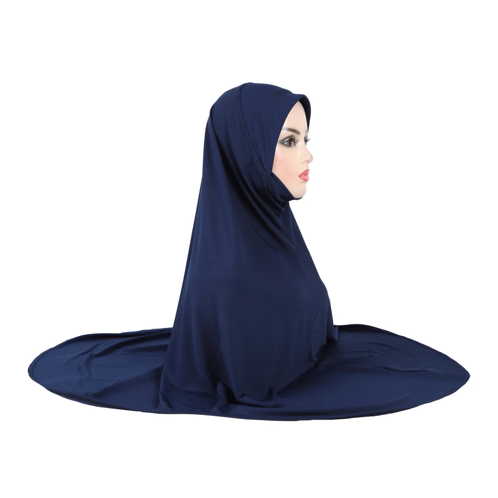 H306 Plain XXL size muslim hijab with chin part top quality amira pull on islamic scarf hot sell headscarf