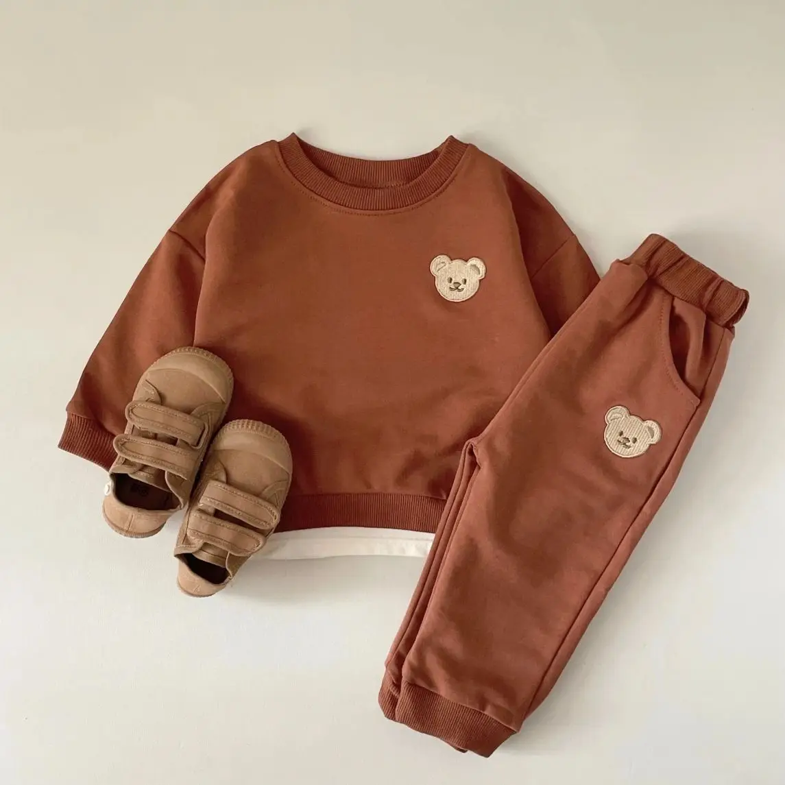 Hot sell Toddler Baby Boys Fall Clothes Sets Fashion Baby Girl Clothing Set Kids Sports Bear Sweatshirt Pants 2Pcs Suits Outfits