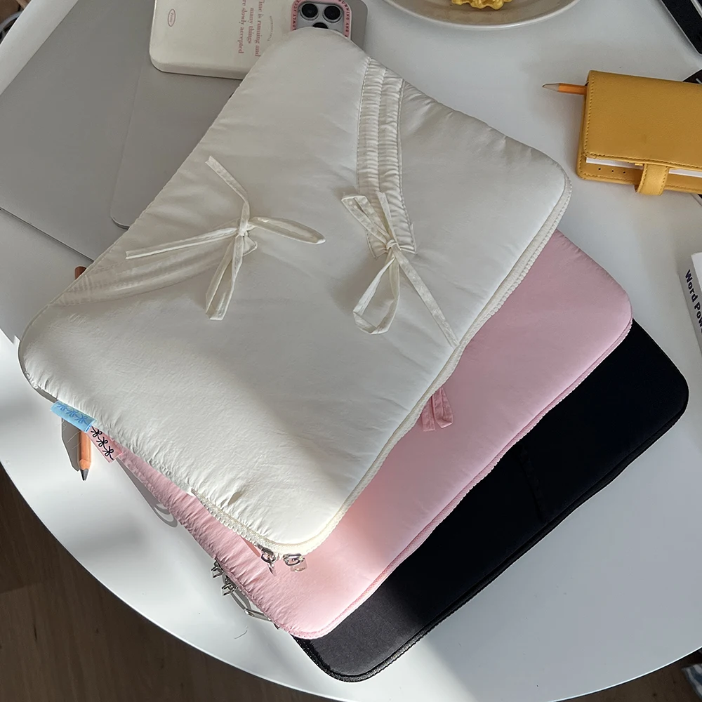 

Чехол для ноутбука с милым бантом и пушистой мягкой подкладкой для Macbook Samsung Dell Huawei 13,3 13,6 14 15,6 16 Ipad 9-11 дюймов, чехол для планшета