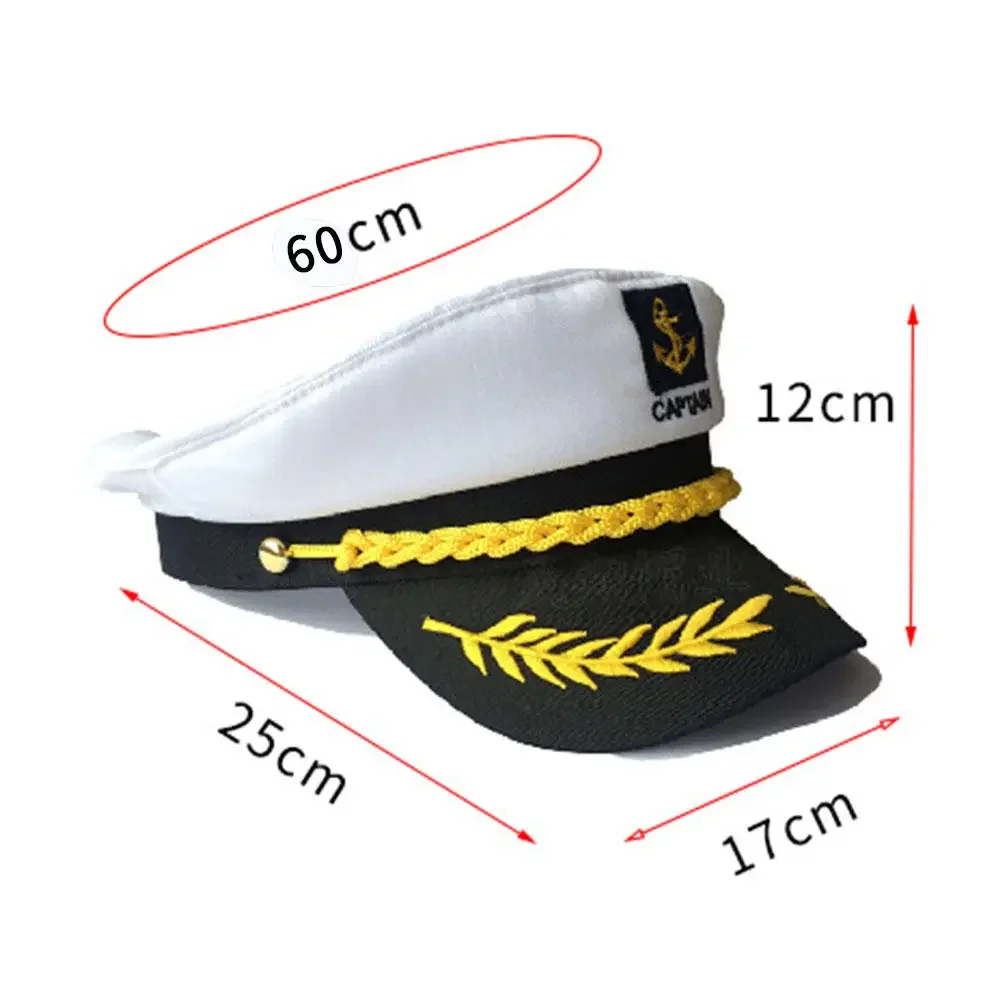 1PCS New Adult Yacht Military Captain Hats Adjustable Men Women Navy Marine Admiral Cap Costume Party Fancy Dress Accessories