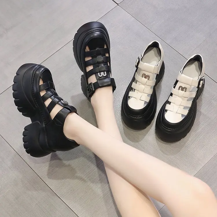 Sandals Summer New Product Thick Bottom Sponge Cake Bottom Anti slip Hollow Fashion Internet Red Sandals Women's Shoes