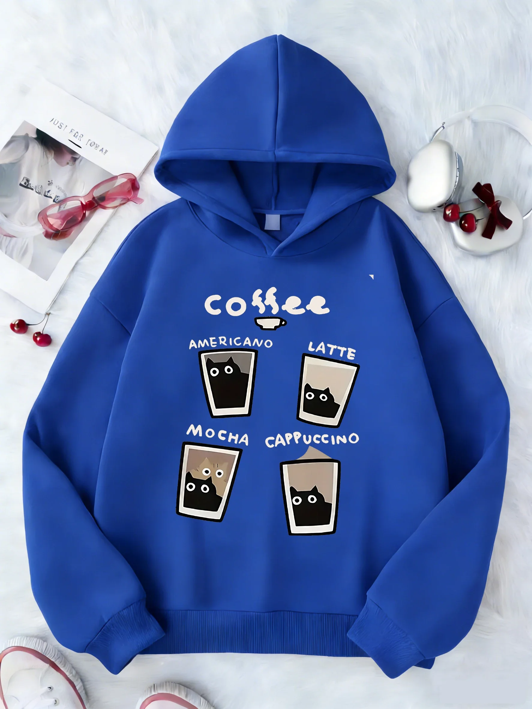 Autumn/Winter Casual Children's Hoodie with Stylish Cafe Cat Pattern - Boys' and Girls' Clothing Christmas Gift