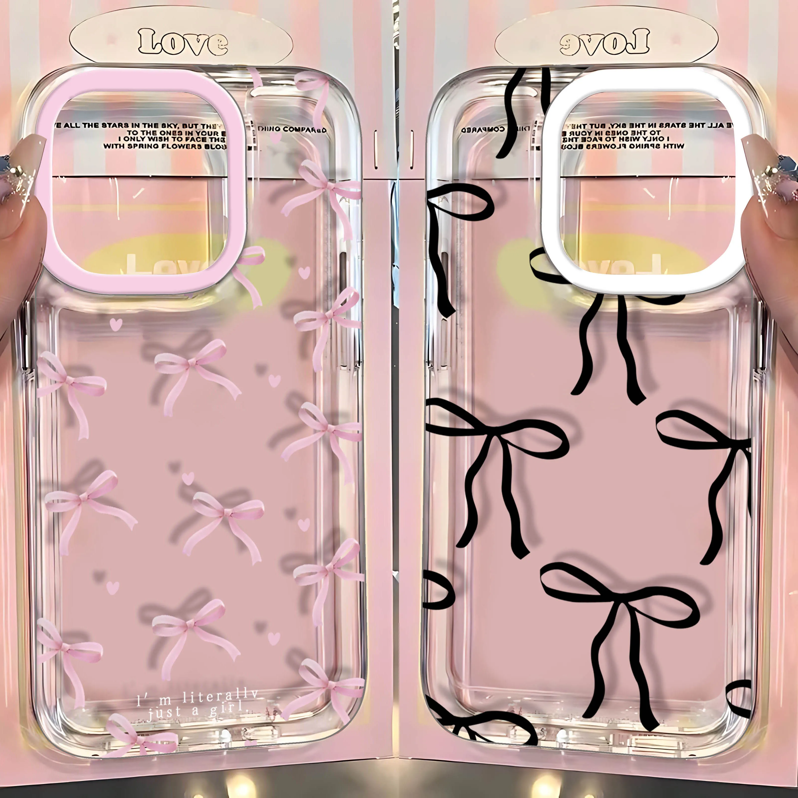 clear Pink Heart Bow Phone Case for Huawei Nova 9 6 7 5 P50 P30 SE Pro Lite Honor 50 4G 5G Transparent Soft TPU Back Cover