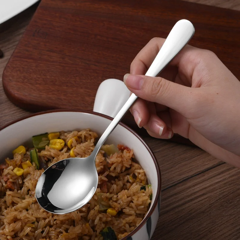 Innovative Stainless Steel round Spoon Student Dining Spoon Dessert Spoon Laser Logo Customizable Gift Spoon