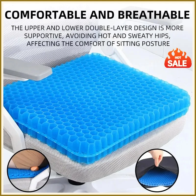 Seat Cushion Summer Breathable Honeycomb Design For Pressure Relief Back Tailbone Pain - Home Office Wheelchair Chair Cars