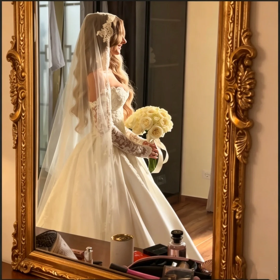 Off Shoulder Long Sleeve Lace Satin Wedding Dress Ball Gown Bridal Gown Vestido De Novia Custom Plus Size Gown Chapel Train