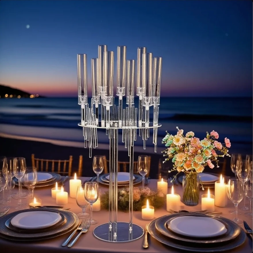 9-Head Acrylic Candlesticks Set - 2/4/6/10pcs per Order Wedding Main Table & Holiday Decoration
