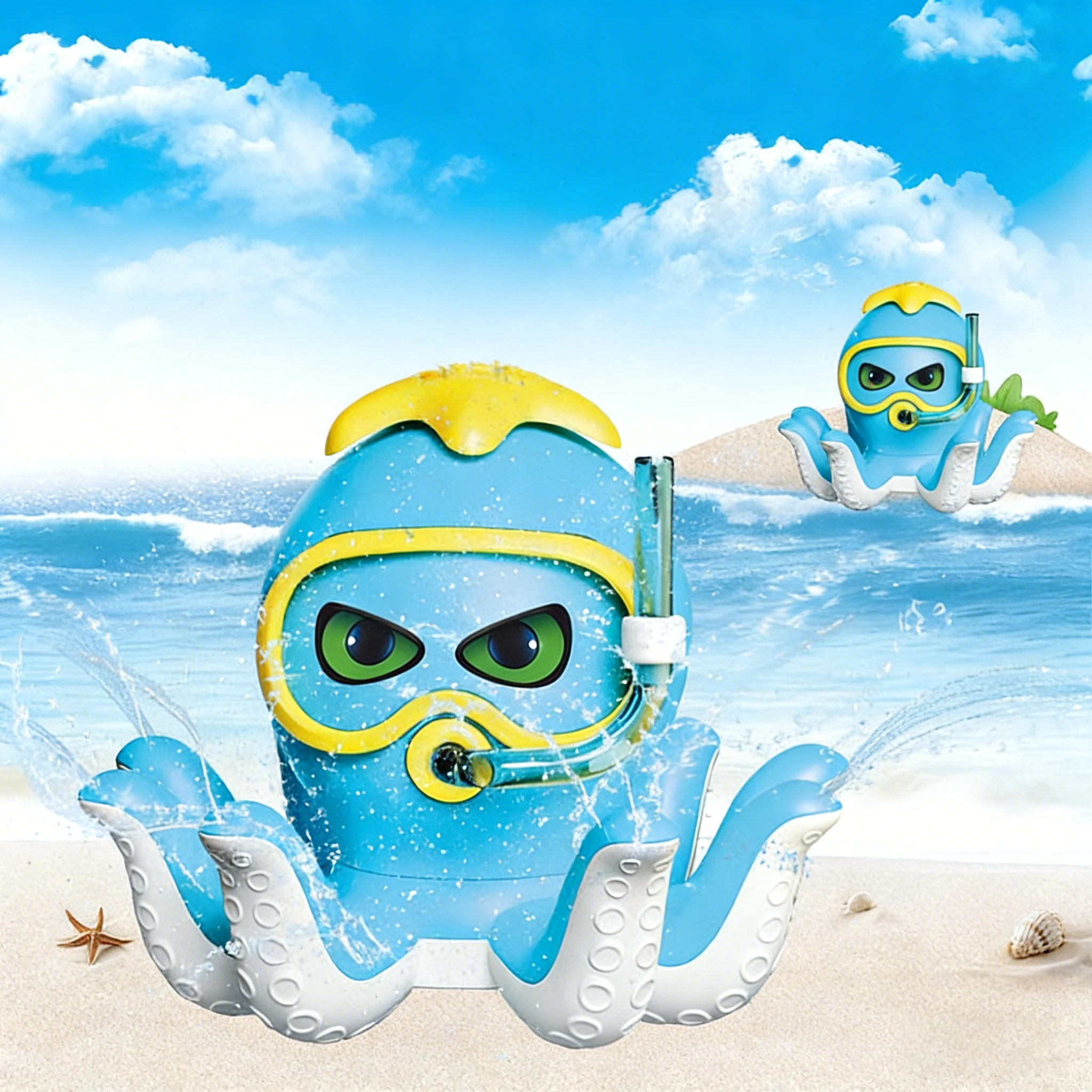 

Уличная водная игрушка: Вращающийся разбрызгиватель в виде мультяшного кальмара для сада, двора, веселых игр и пляжа для детей, мальчиков и девочек