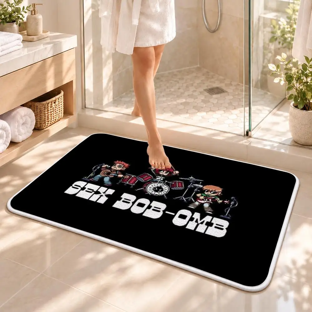 Cartoon S-Scott P-Pilgrim Floor Mat Flannel Rug Soft Non Slip Washable Door Mat for Bathroom Bedroom Kitchen Home Decor