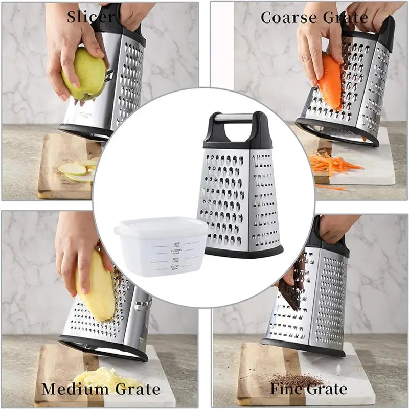 

4-Side Manual Vegetable Cutter Slicer Vegetable Slicer Potato Grater Kitchen Accessories Stainless Steel Cheese Grater Shredder