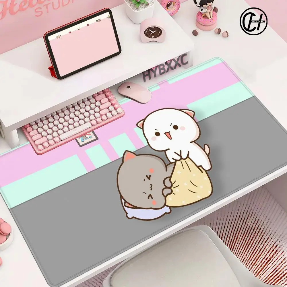 Cute Peach Cat M-MITAO CAT Mouse Pad Large Gaming Mouse Pad HD Print Waterproof XXL Desk Mat PC Laptop Non-slip Desk Mat XAXC
