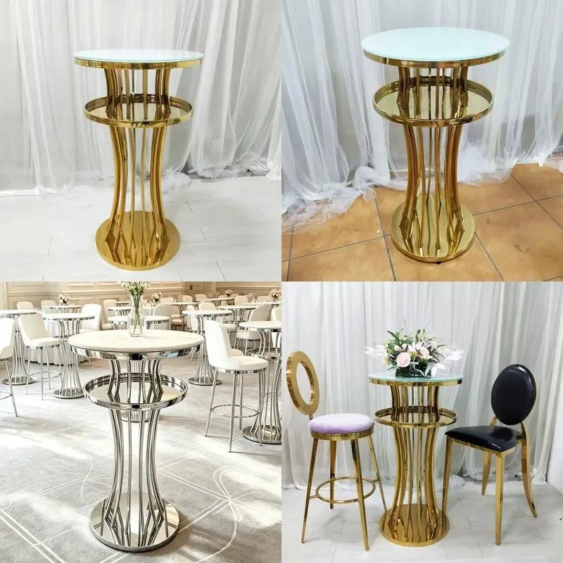 Golden Stainless Steel Round Cake Dessert Display Stand for Family Bars Wedding Parties Dessert Table Decoration