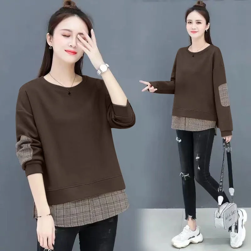 plus Size 230 Pou Hoodie Women's Autumn Winter Loose Long Sve Overhead Slimming Faionable Outerwear INS Sle Top