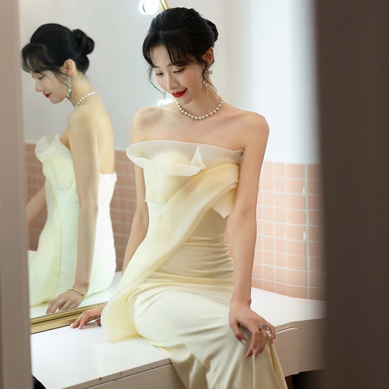 

Упрощенное свадебное платье из атласа фасона «русалка» с корсетом, для вечеринки, простое, новое, для невесты, для тостов